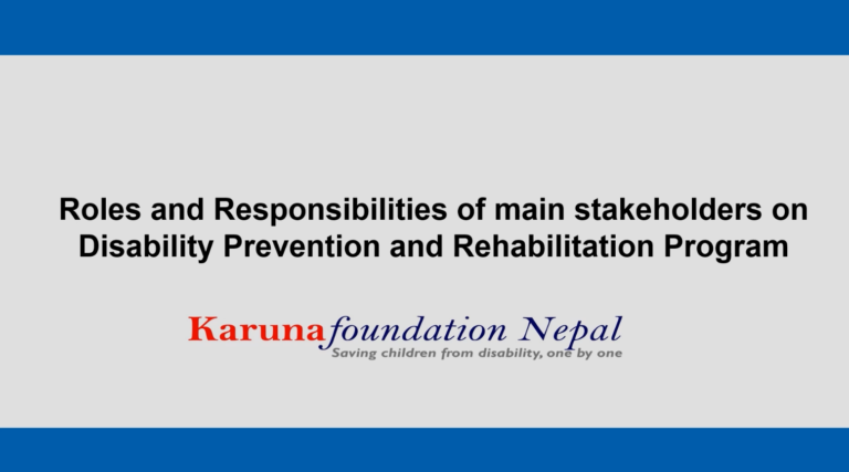 Roles and Responsibilities of Main Stakeholders in Disability